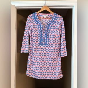 Vineyard Vines Whale Tale Swim Cover Up in Bahama Breeze, Size Small.